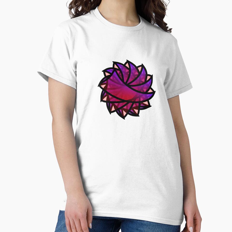"Heavenly Rose" Floral Geometric Mandala Design T-Shirt by Davey's Designs