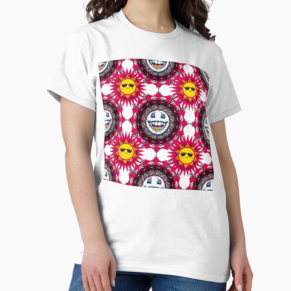Trippy Sun and Moon Mandala Pattern – Whimsical Celestial Psychedelic Design by SnarkyTextStudiO