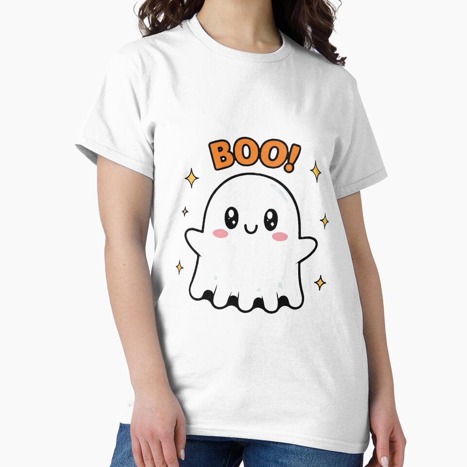Cute Kawaii Ghost BOO! Halloween - Funny Spooky Ghost Art by TheEchoStudio