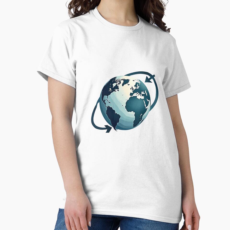 The Earth in a Circular Watercolor Style with Arrows Looping Around It by VibeTCreations