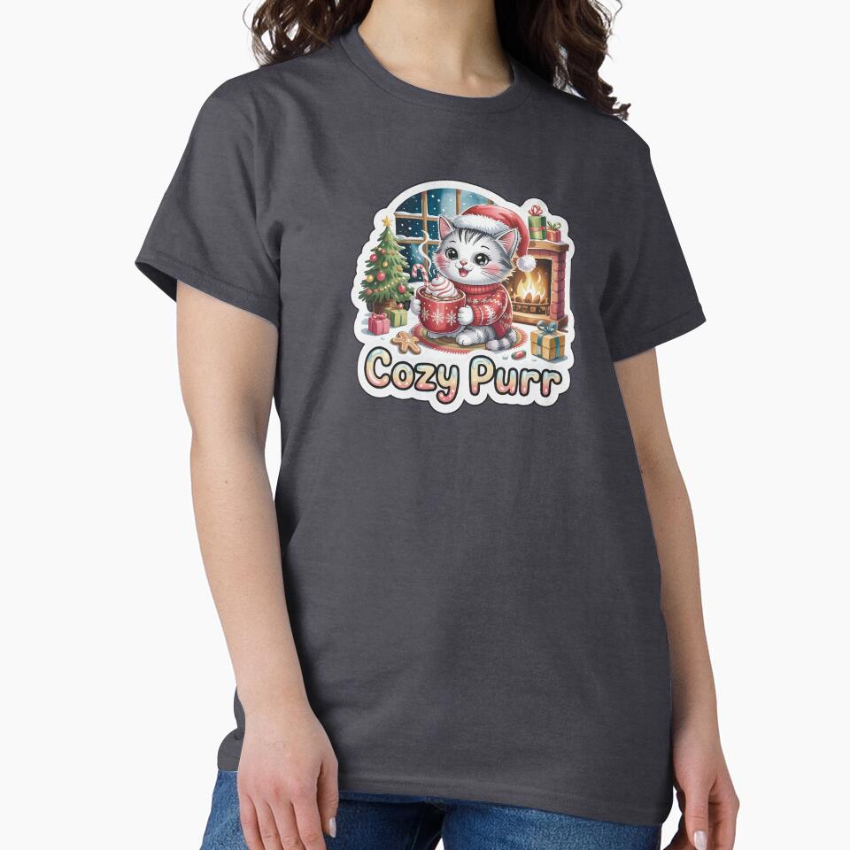 Christmas Cozy Purr Cat – Cute Holiday Kitten by the Fireplace by Nuist25
