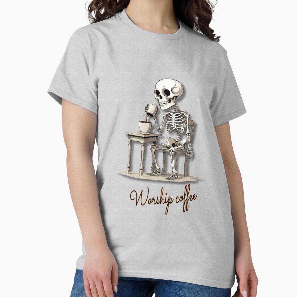 worship coffee skeleton design by VibeVault12