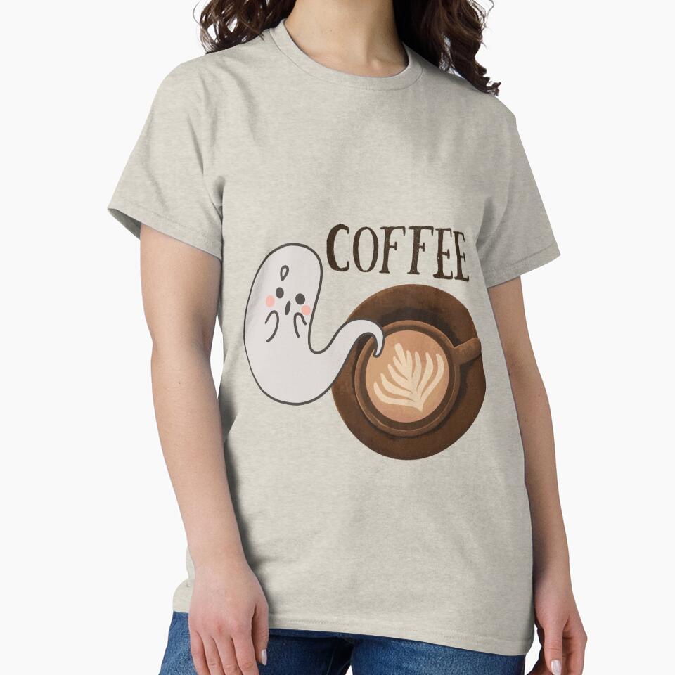 Halloween Cute and Spooky Ghost with Coffee by Furkan Al-Gburi