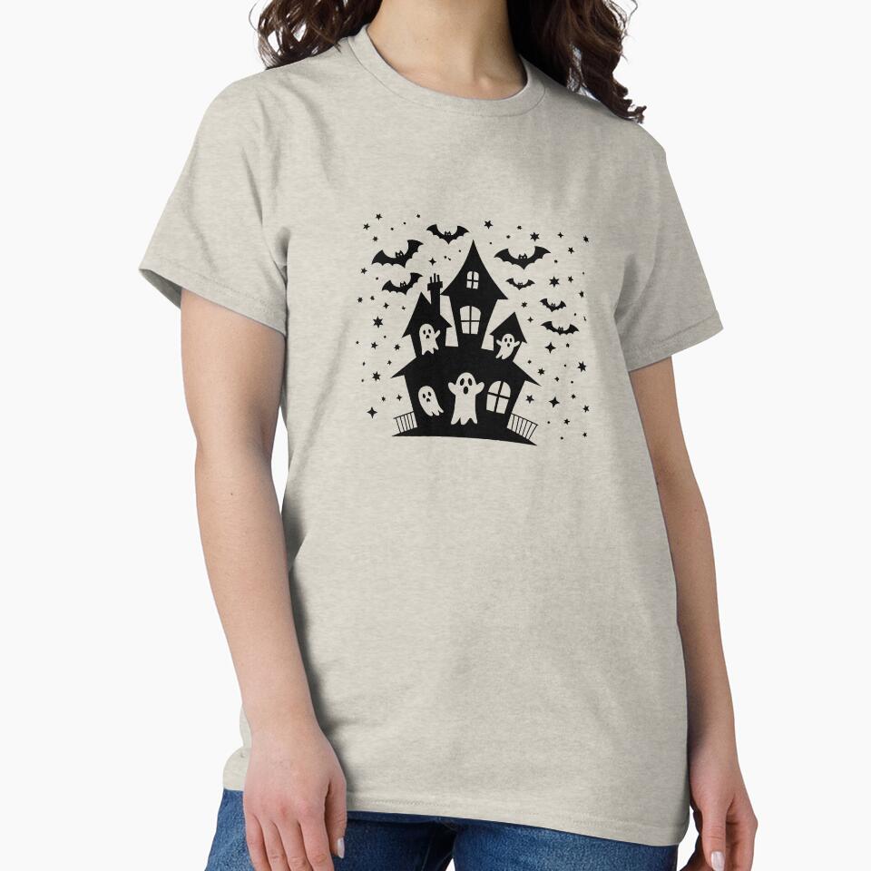 Spooky Haunted House with Ghosts and Bats by Itsheartshop