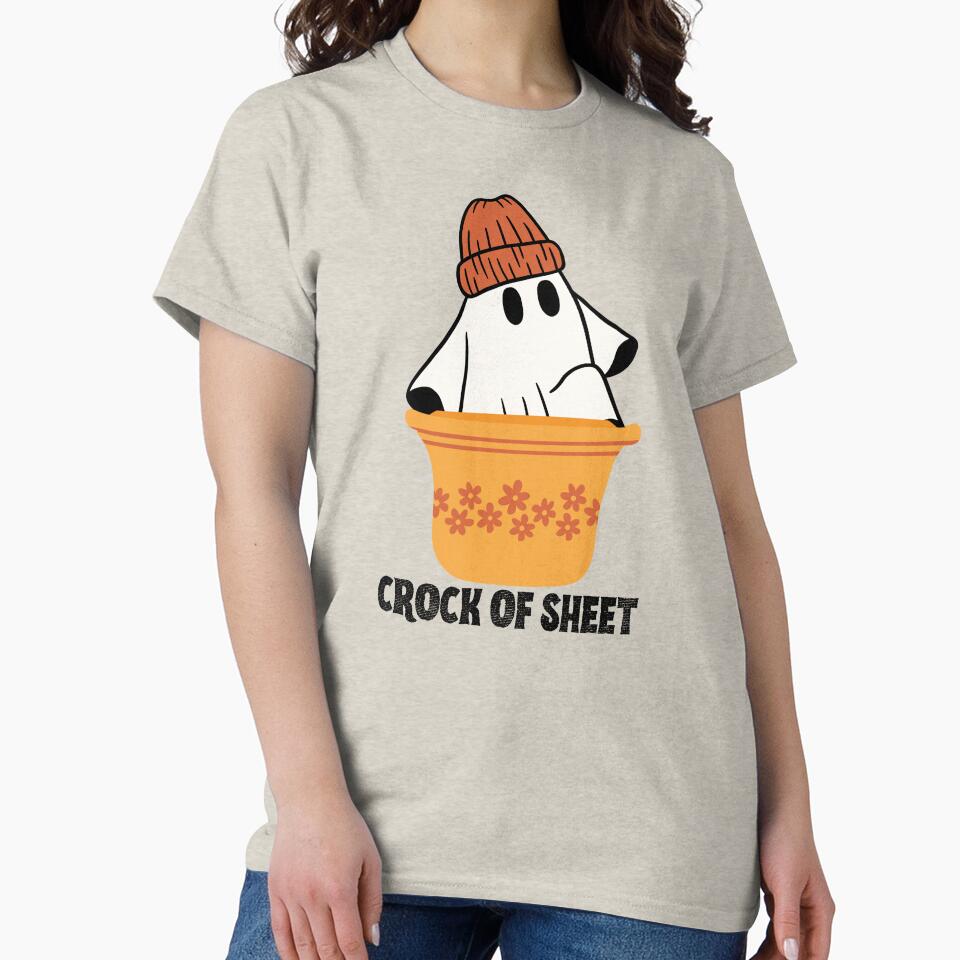 Boo Sheet Crock Of Sheet Ghost Halloween Vintage T-Shirt by SunfullyYours