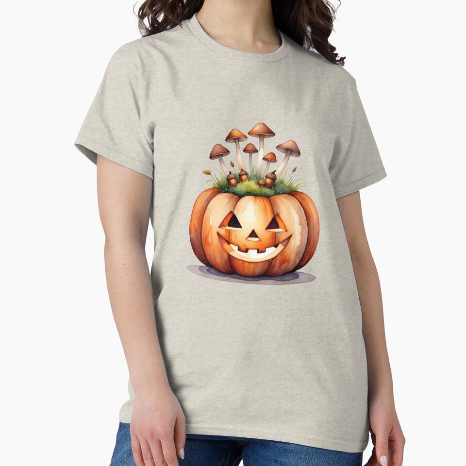 Jack-O’-Lantern with Mushrooms | Goblincore Pumpkin Art by Ombrya