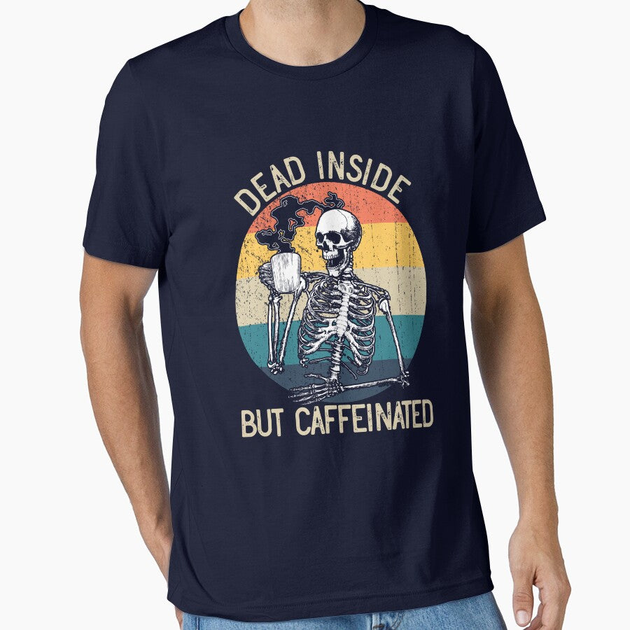 Dead Inside But Caffeinated Skeleton Drinking Coffee Gear by DynamicDesign