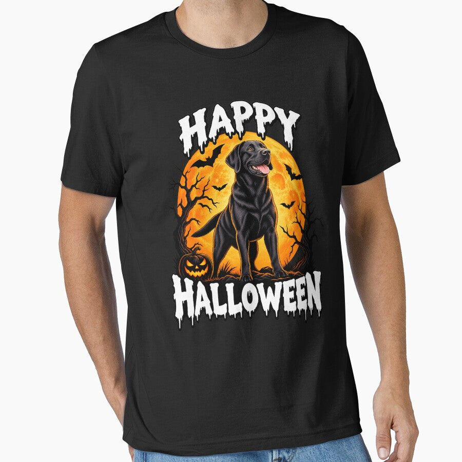 Happy Halloween Dog Moon Silhouette T-Shirt Design by vinhle-olive
