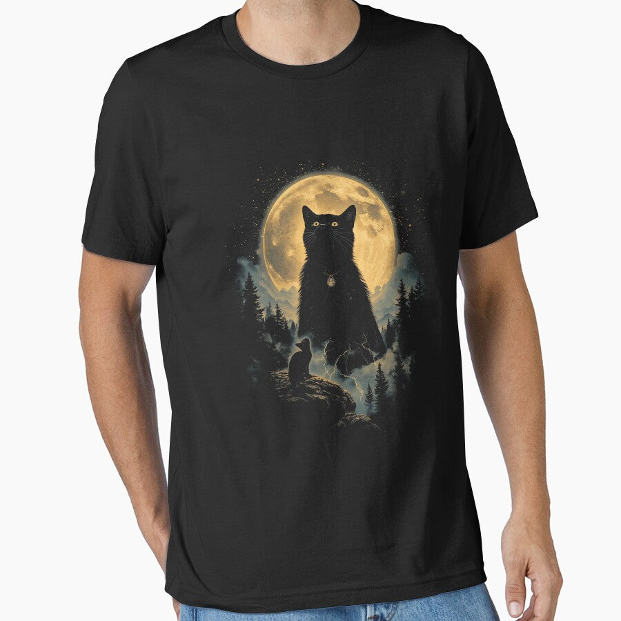Mystical Black Cat Howling to The Moon Vintage 90s Vintage by CF_VintageDesign