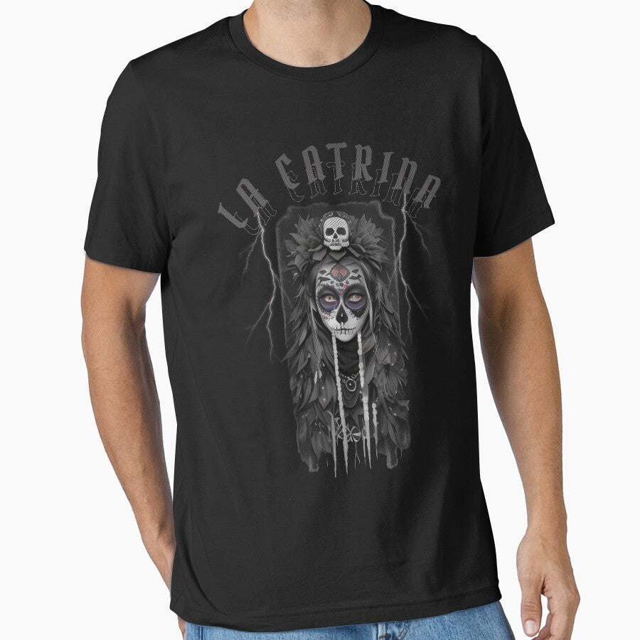 La Catrina of day of the Dead Los Muertos Sugar Skull Gothic by Tshirtart