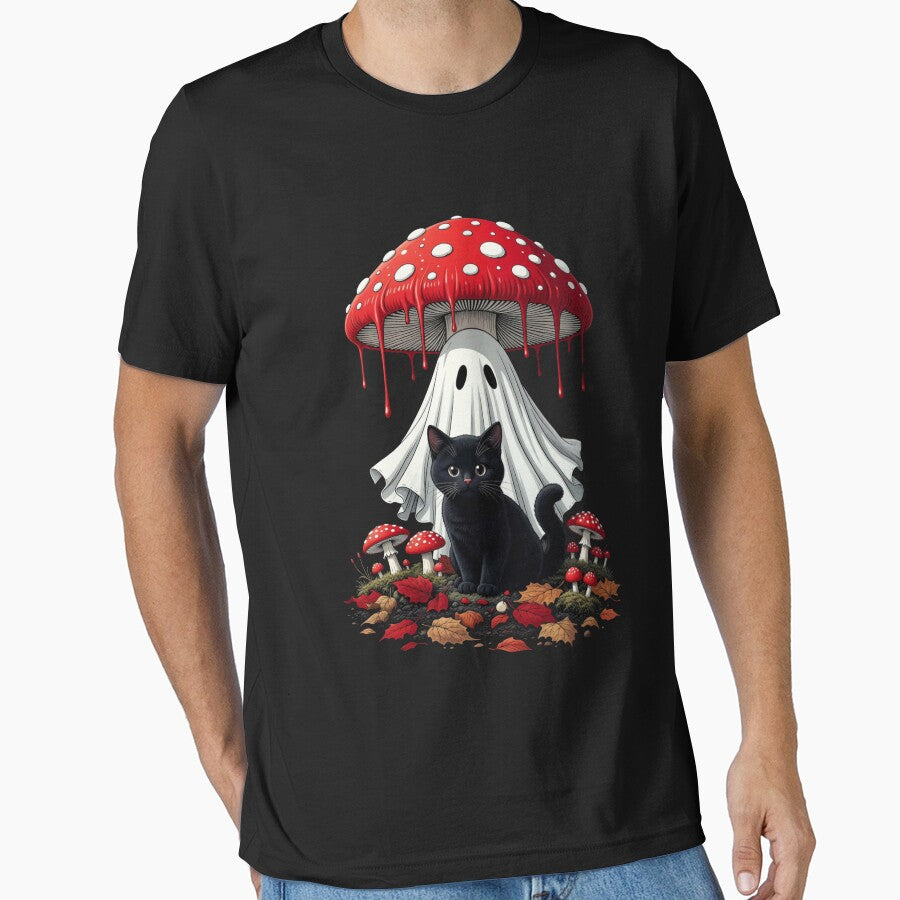 Black Cat Ghost Mushroom Vintage Spooky Cute Halloween by CF_VintageDesign