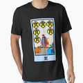 Copy of Wait, is this pixel art tarot? Black - Minor Arcana 'Six of Pentacles' (Design for T-shirt, stickers and other accessories) by Pixel Waite