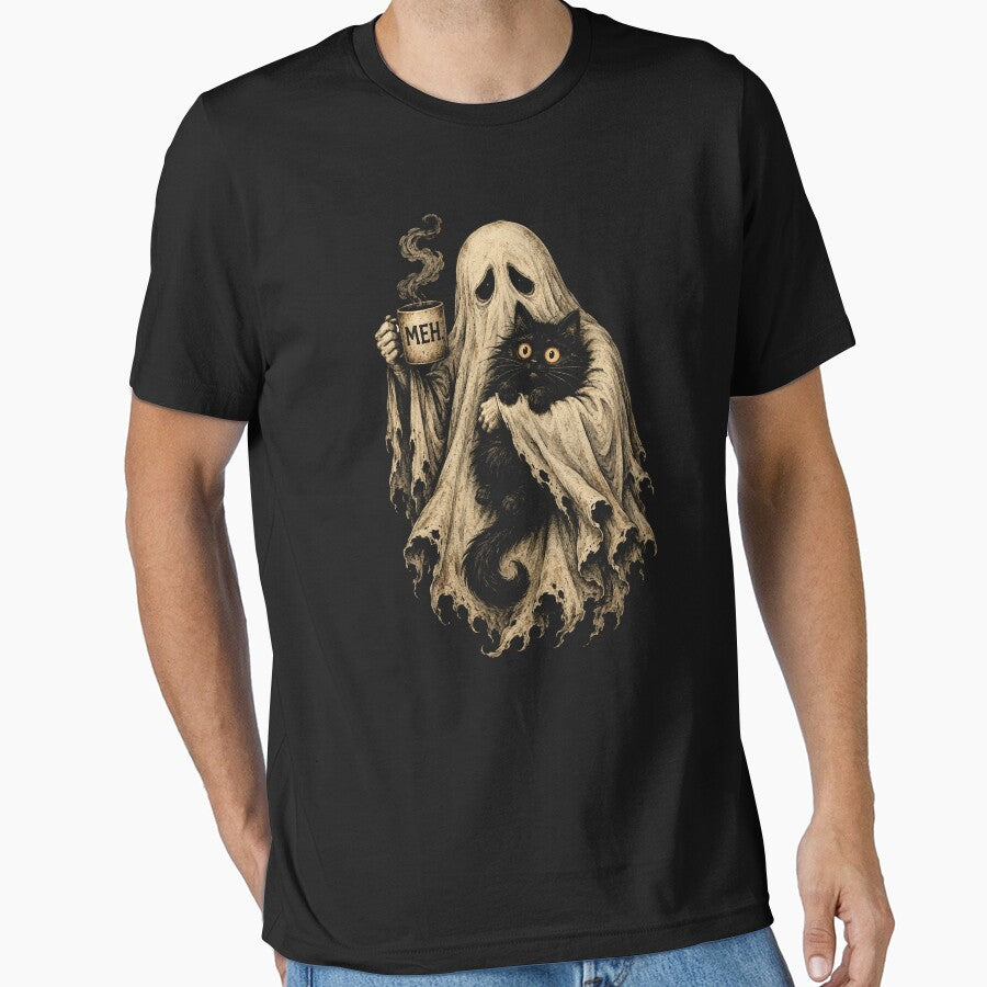 Ghost Cat Spooky Black Cat Funny Halloween Coffee Lover by will freed18