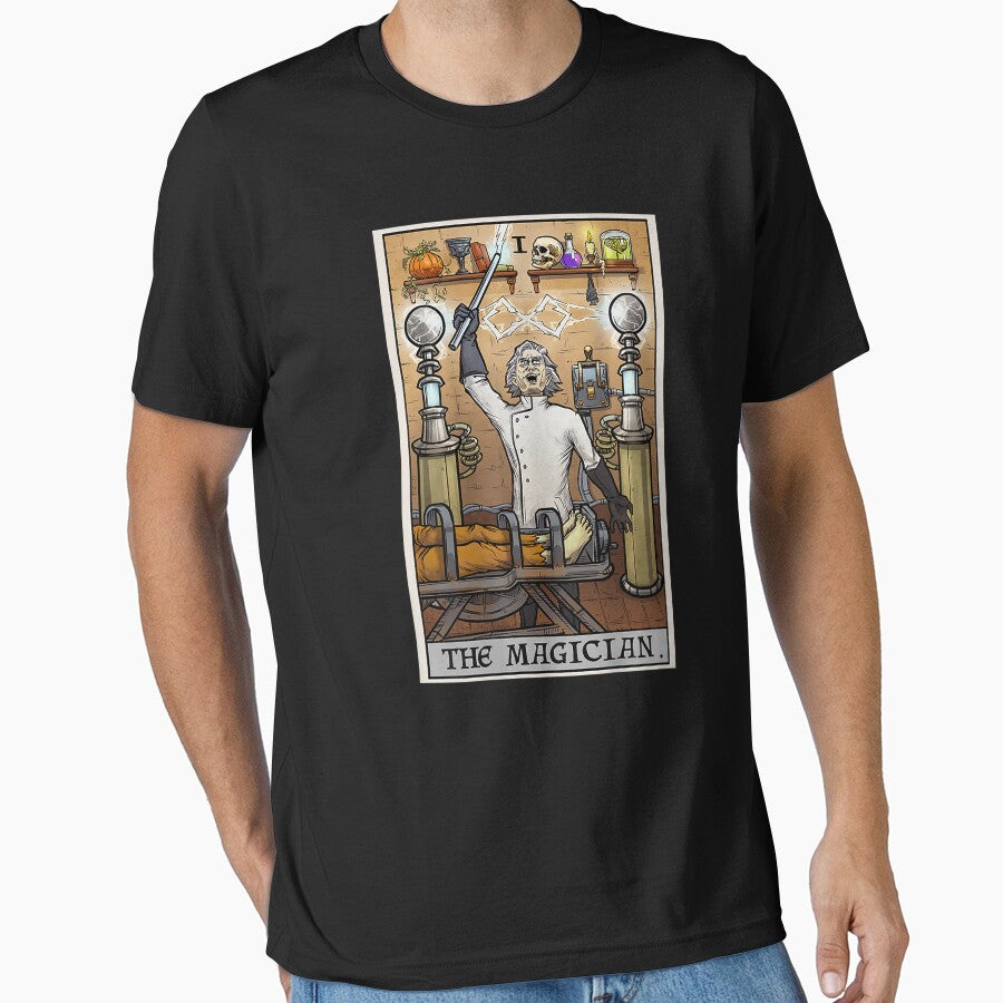 The Magician Tarot Card Halloween Mad Scientist Back Print T-Shirt by BoeselLiesel