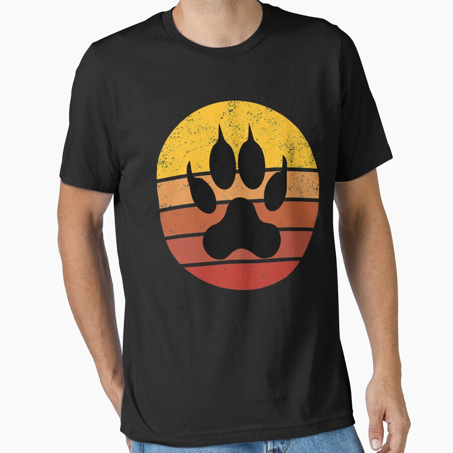 Wolf Paw Vintage Sunset Trendy Animal Silhouette by VintagePathway