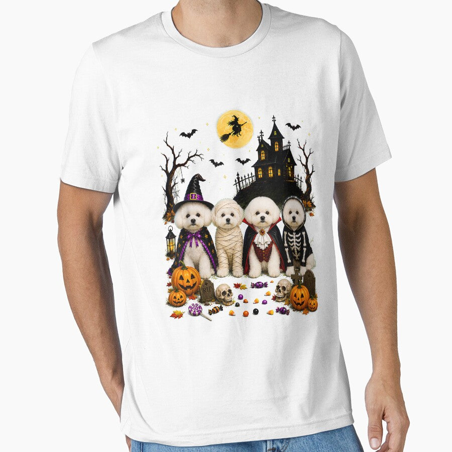 Dog Ghost Cute Bichon Frise Dressed As Ghost Funny Halloween by DiegoLuca