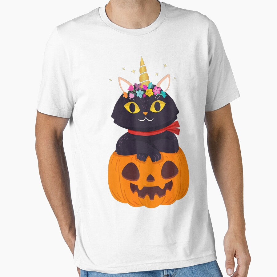 Cute Cat Pumpkin Unicorn Halloween by SamArtistbyAUS