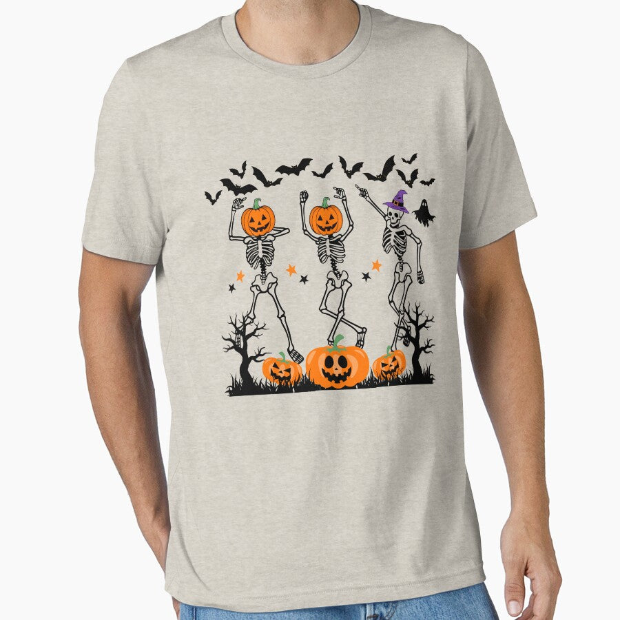 Dancing Skeleton Halloween Pumpkin Halloween Fall Spooky Season tee , Fall by Micro-dose