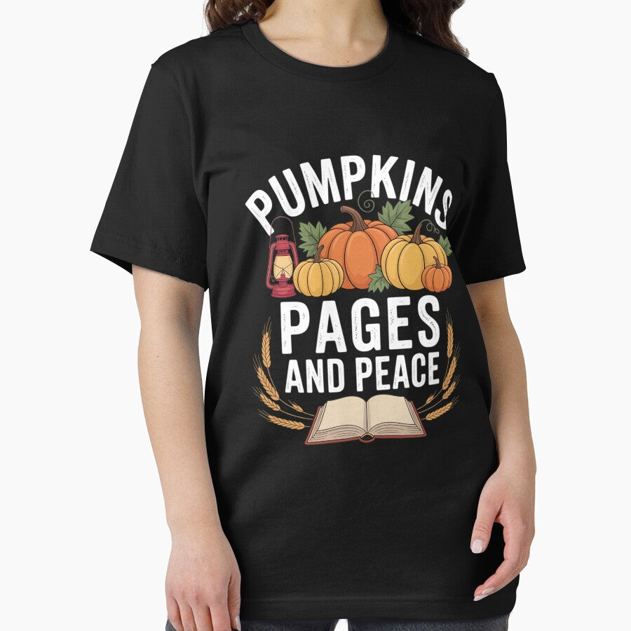 Pumpkins Pages and Peace Cozy Autumn Reading Book Lover by genkihikki