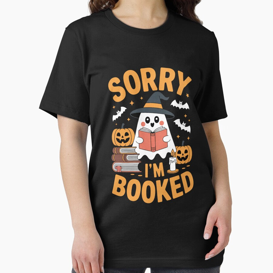 Sorry I'm Booked Ghost Reading Book Lover Teacher Halloween by Tatianamiobi