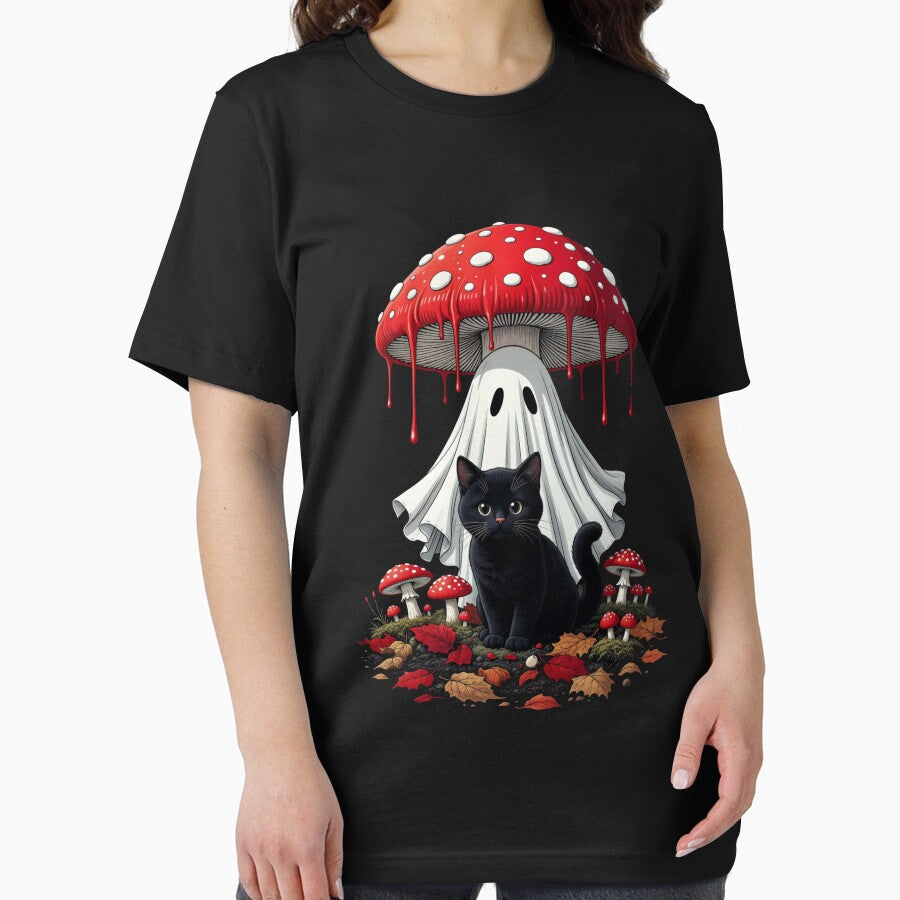 Black Cat Ghost Mushroom Vintage Spooky Cute Halloween by CF_VintageDesign