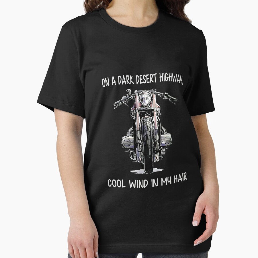 On A Dark Desert Highway Cool Wind In My Hair Hippie Biker by RaymondPurves