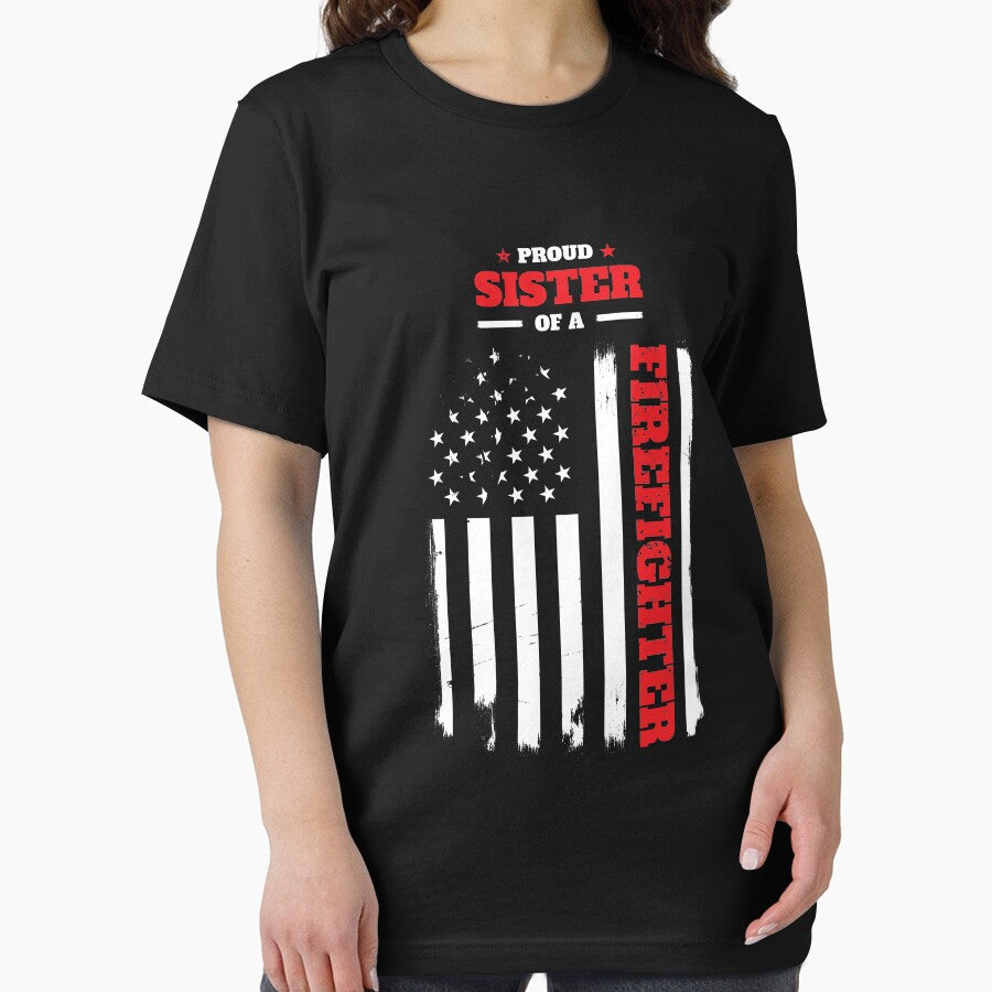 Proud Sister of a Firefighter Distressed Flag by LarkDesigns