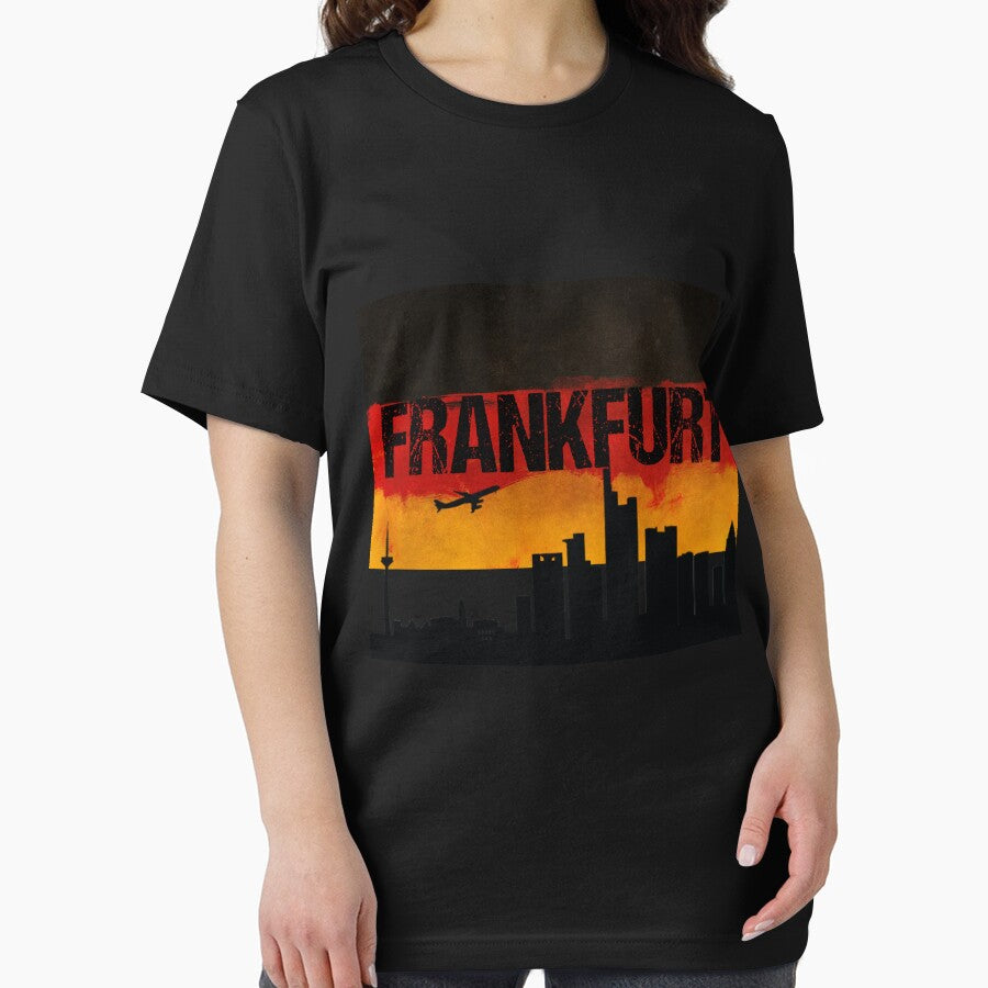 Frankfurt Germany City Skyline Distressed Flag by LarkDesigns