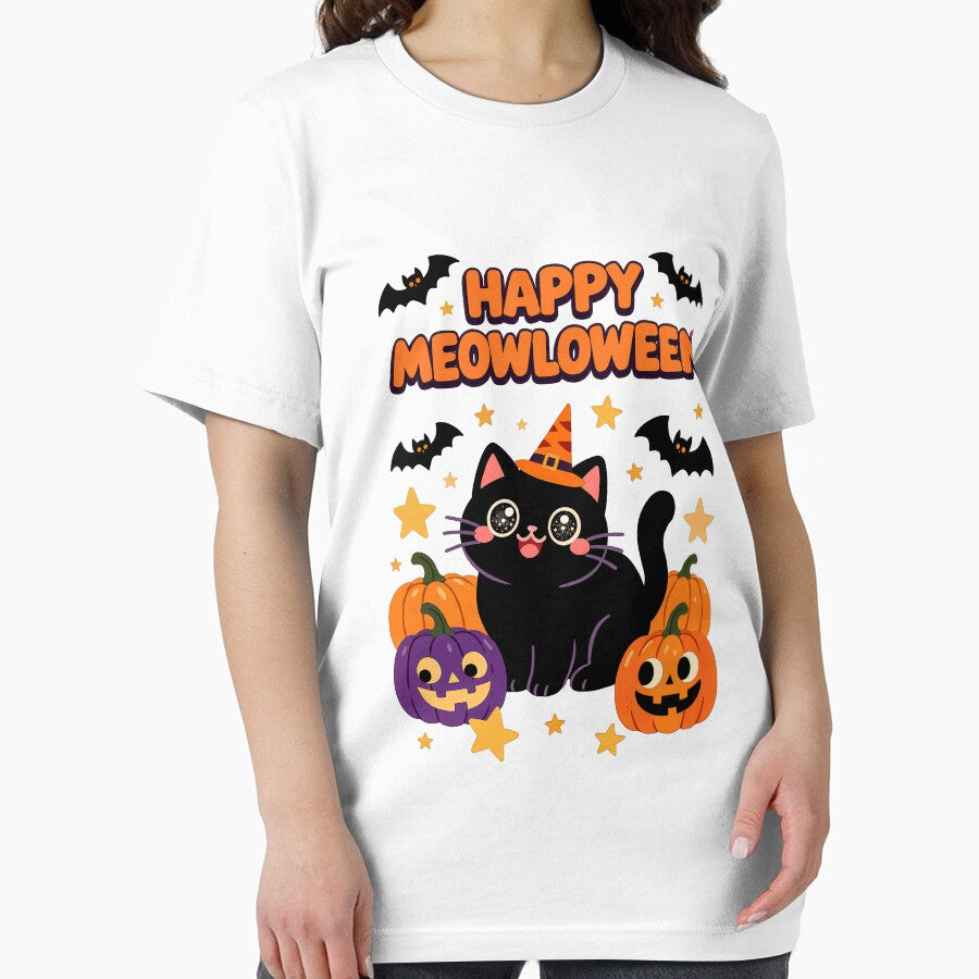 Happy Meowloween  T-shirt. by Nuttajak