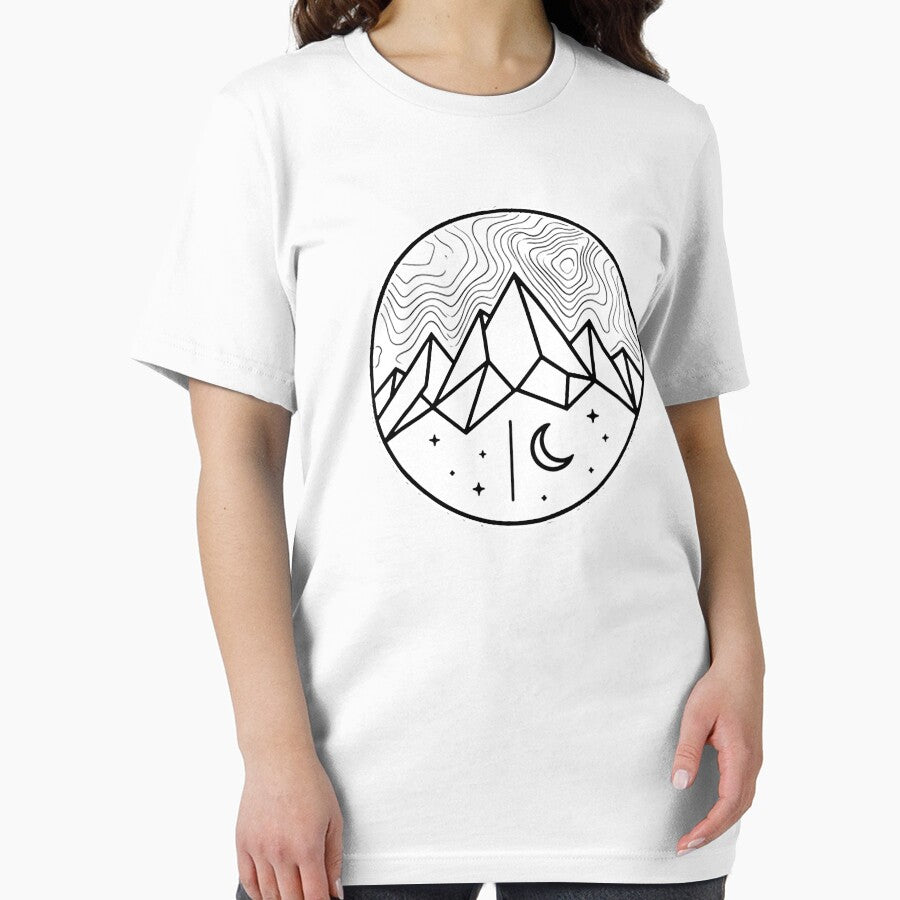 Mountain Moon Geometric Minimalist Hiking National Park Adventure by Yellowriversss