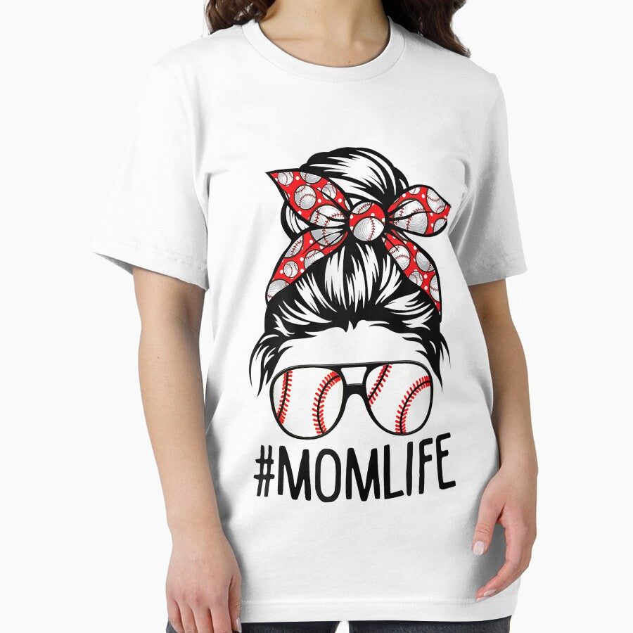 Mom Life Softball Baseball Mothers Day Messy Bun by vastscreen