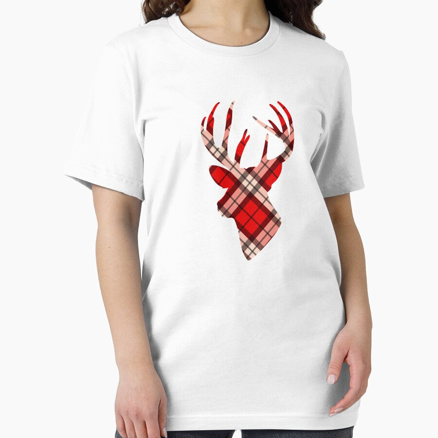 Red Plaid Deer Head by Meliafroggy