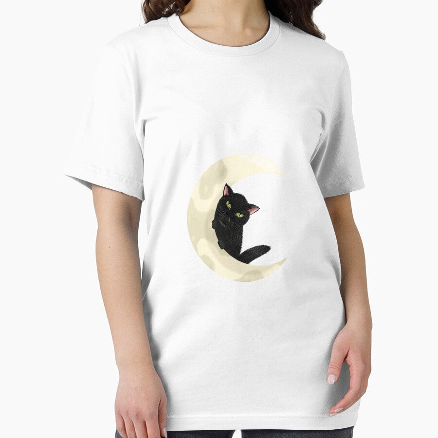 a black cat with a moon by Besselenee