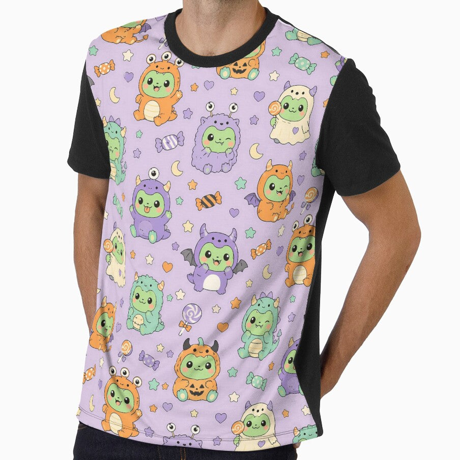 Kawaii Frog Little Monster Halloween Pattern by Soft Berry Studio