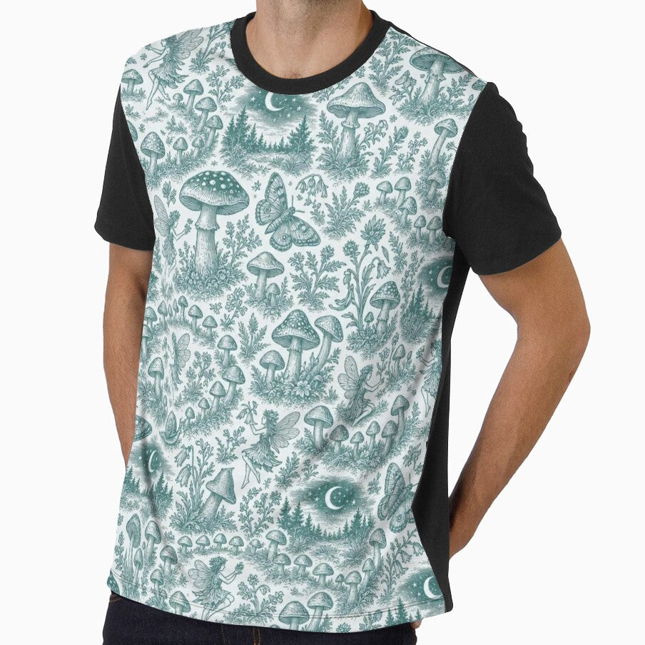 Fairy Ring Toile Seamless Pattern | Vintage Mushroom Forager Toile Repeat by StickyGuys