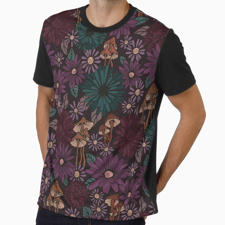 Moody Dark Cottagecore Flowers and Mushrooms by EarthFaeryDSGN