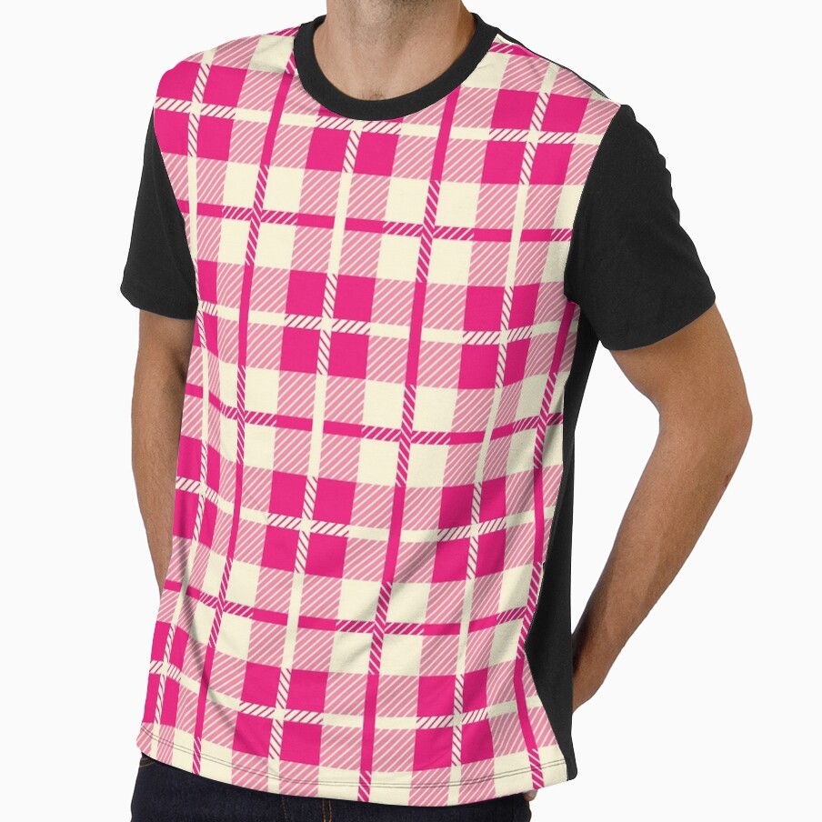 Y2K Hot Pink and Cream Plaid Pattern | Retro 2000s Tartan Grid Aesthetic by BrontesWhimsyStore