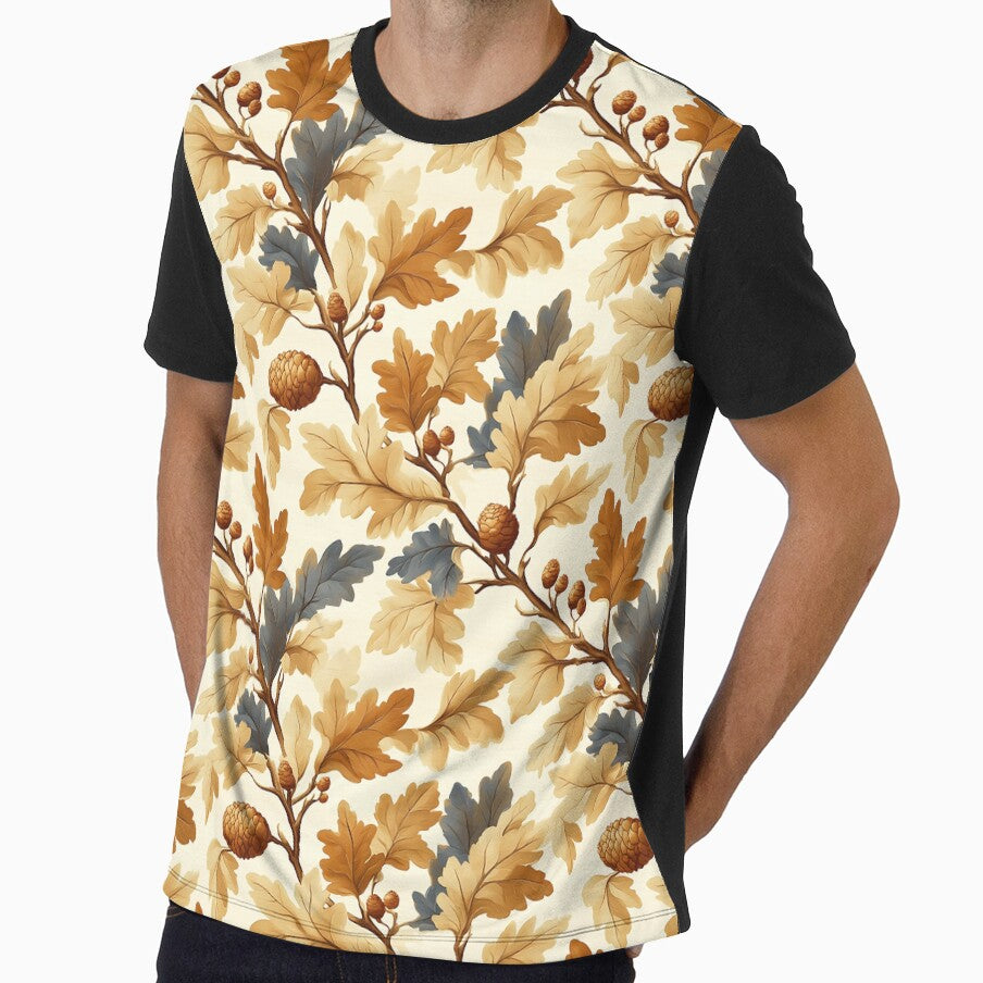 Elegant Oak Leaf & Pinecone Fall Pattern | Classic Autumn Woodland Design by Travelslightly