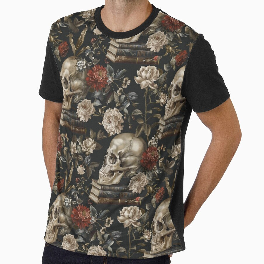 Gothic Skulls and Flowers Pattern by JenArtish