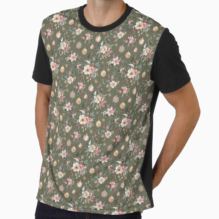 Retro Cute Floral Christmas Pattern with Baubles by SamJanner