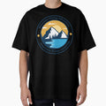 Blue Yellow and White Simple Mountain Hiking Circle Sticker by Glitch & Stick