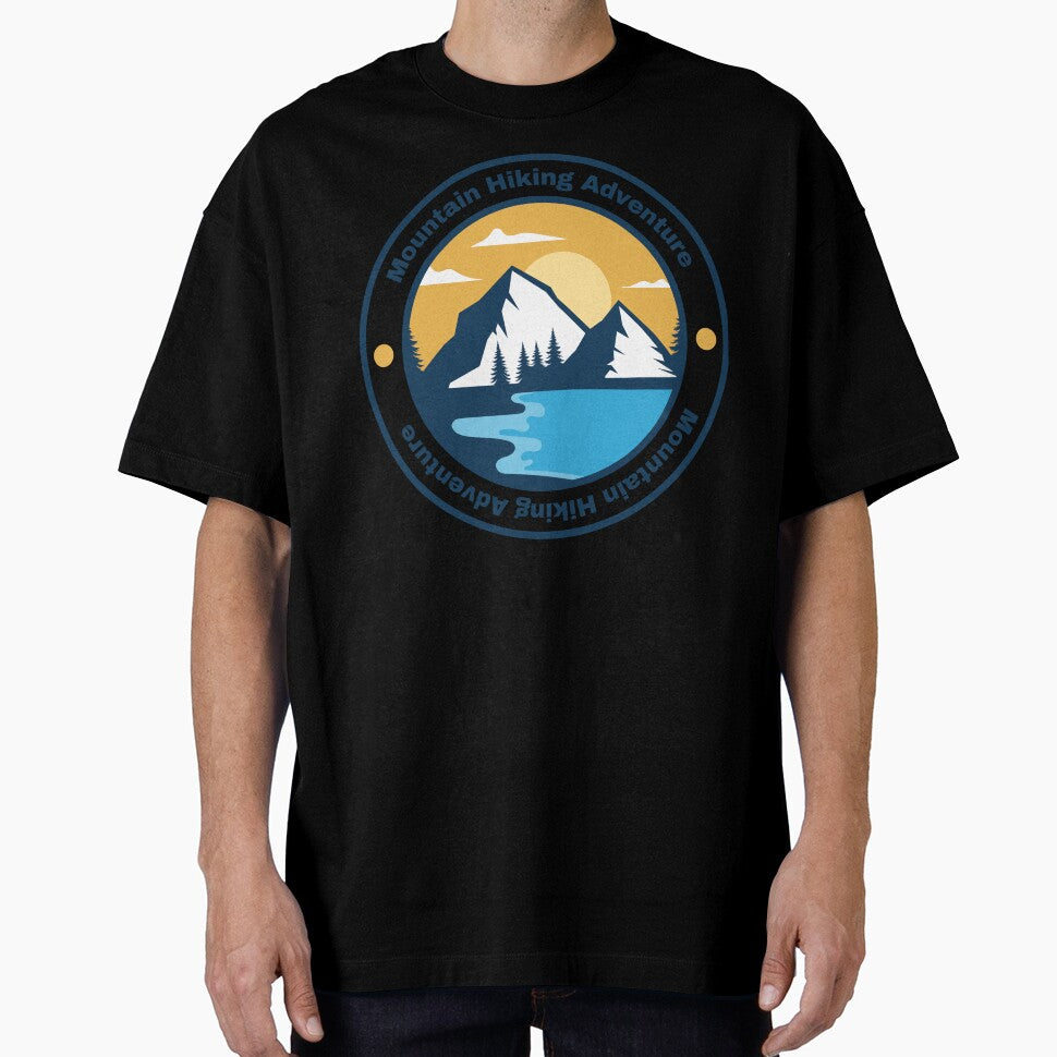 Blue Yellow and White Simple Mountain Hiking Circle Sticker by Glitch & Stick