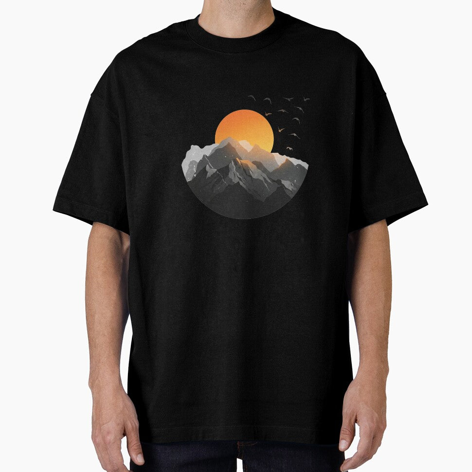 Minimalist Mountain Sunset Design by WormJ