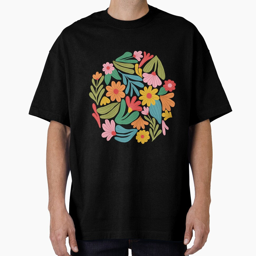 Bright happy flowers in blue by Illustrated by Nat