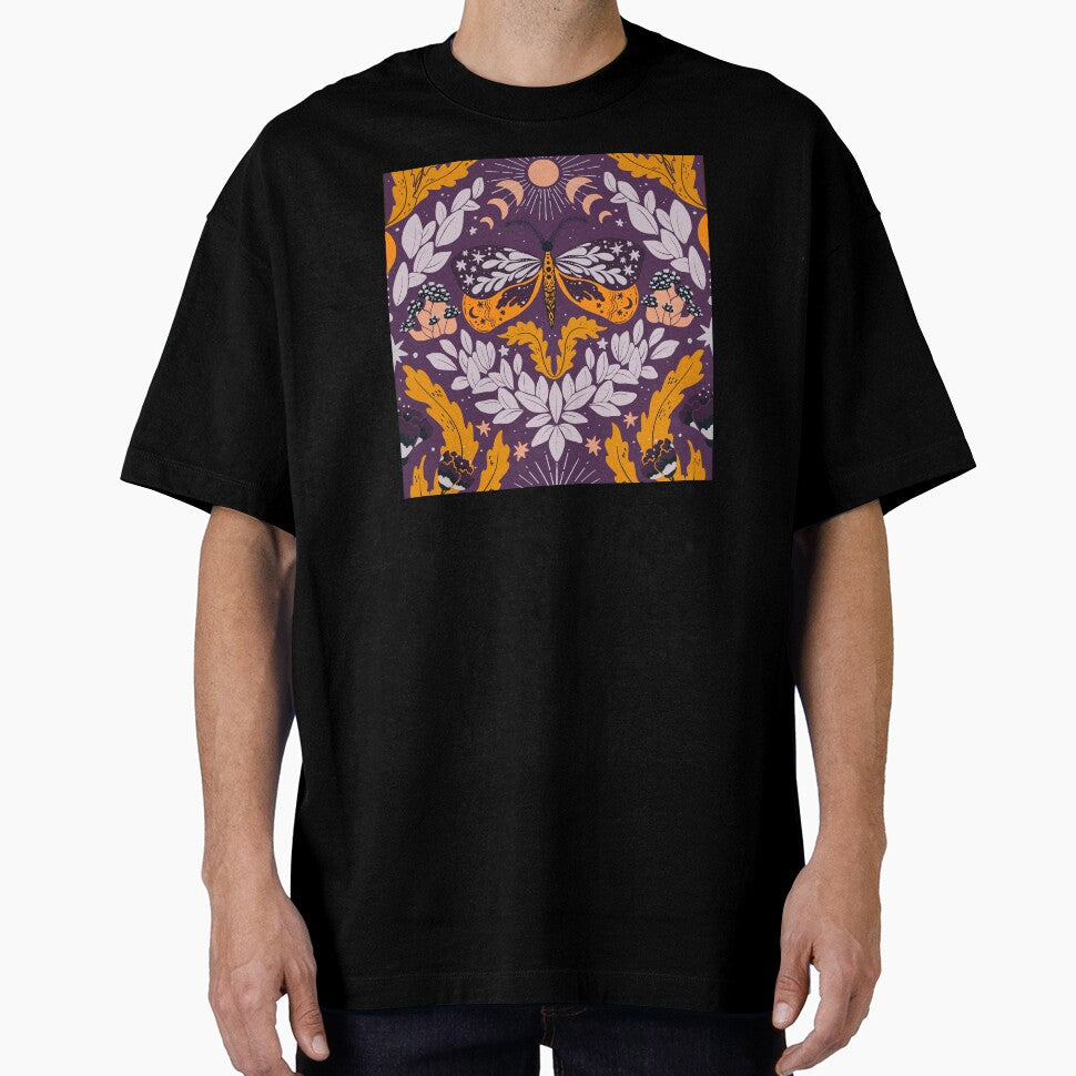 Whimsigoth butterfly florals -  dark purple, lavender and orange pattern by tanyadistudio