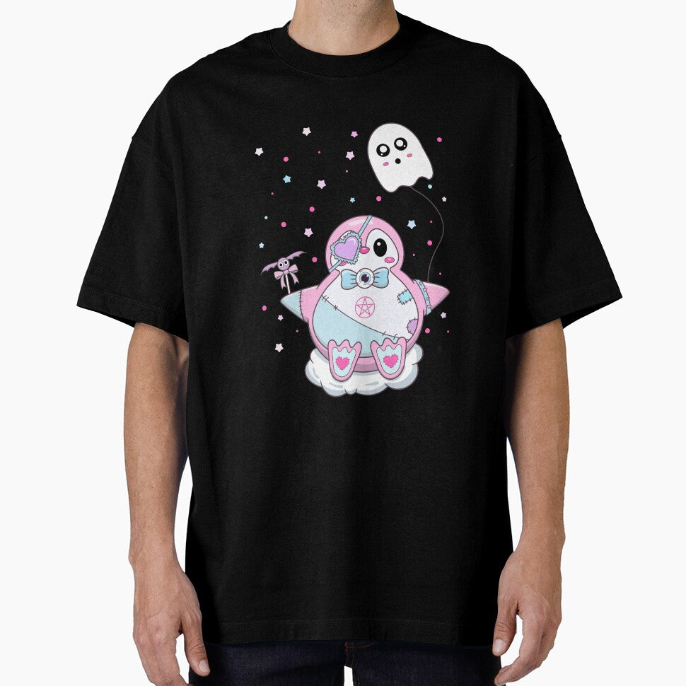 Kawaii Pastel Goth Cute Creepy Penguin with Ghost by Designer-Girl