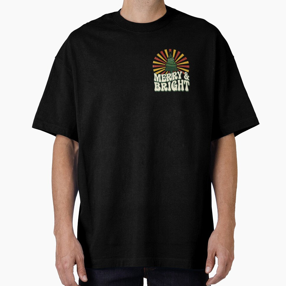 Merry And Bright Retro Christmas Tree Sunburst Vintage Groovy Holiday Design by ASfindsStore