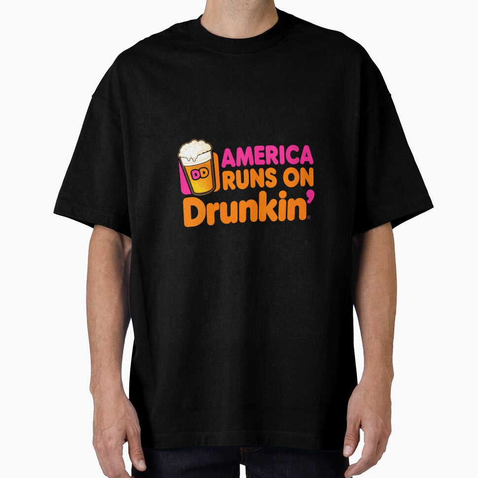 Women's America Runs on Drunkin Funny Sarcastic Joke Graphic Novelty by DorisSPipkin