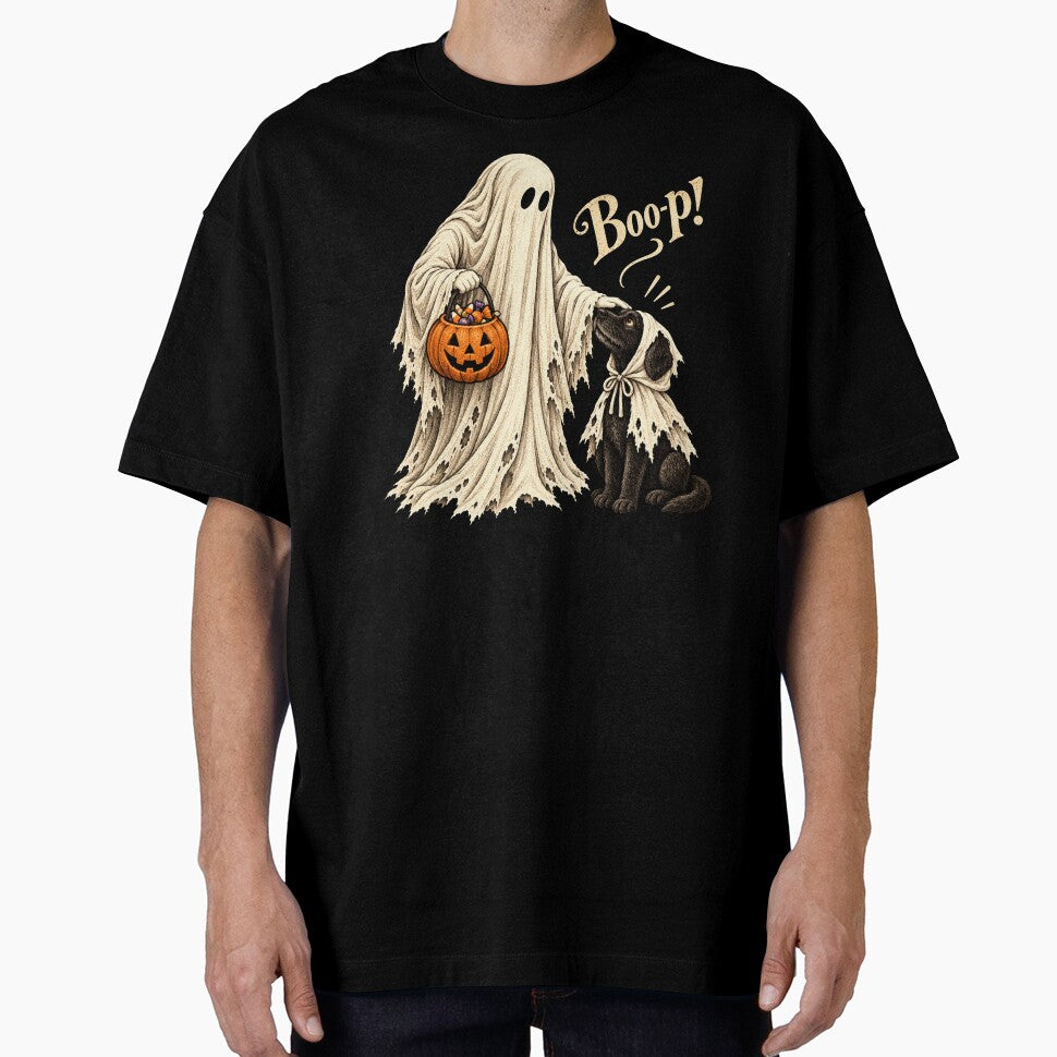 Ghost Booping Dog Nose Cute Spooky Season Halloween Illustration by hamadacolonel