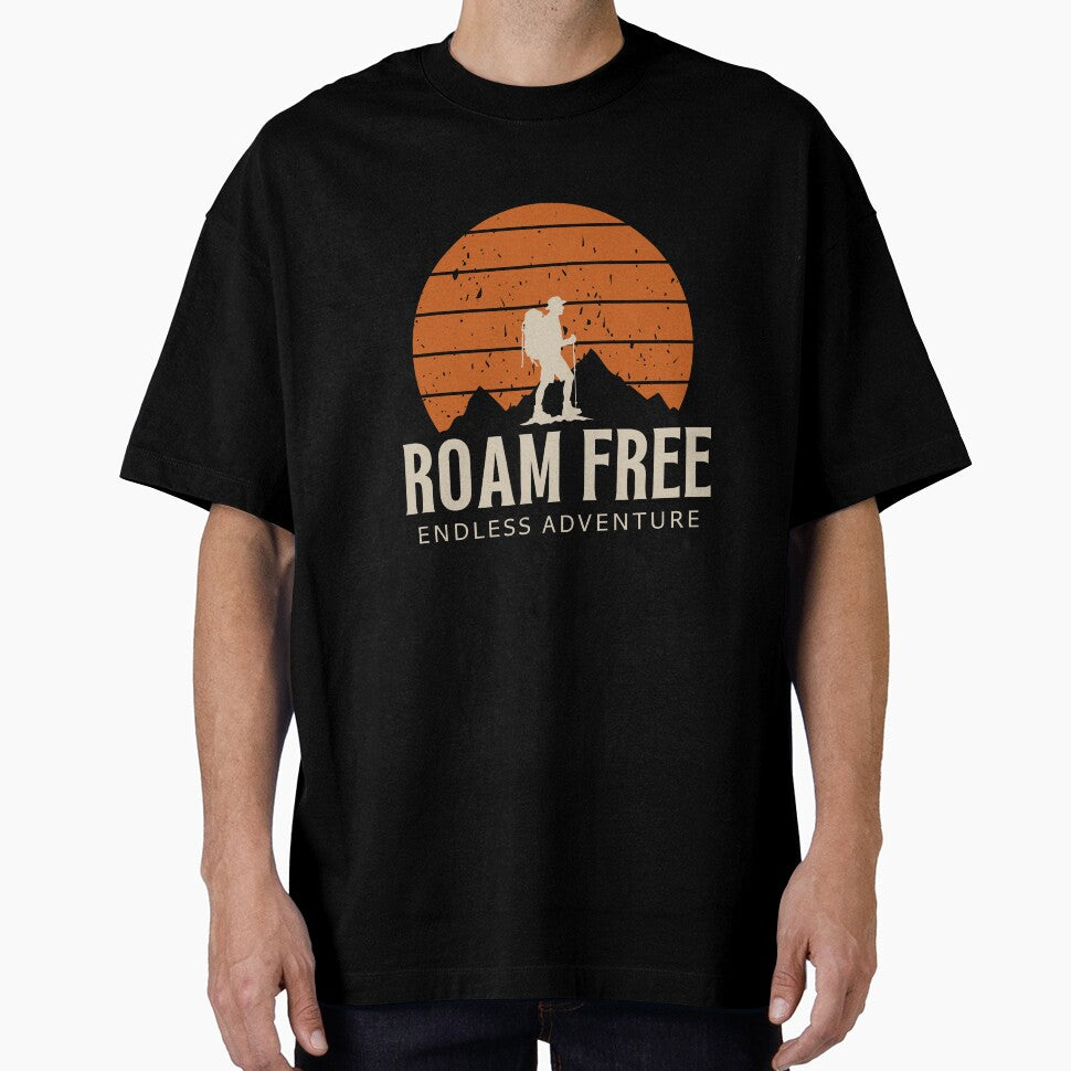 Roam Free – Endless Adventure Backpacker Mountain Sunset Travel Design by VinciLab